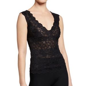 Josie Natori rose parfait lace tank top